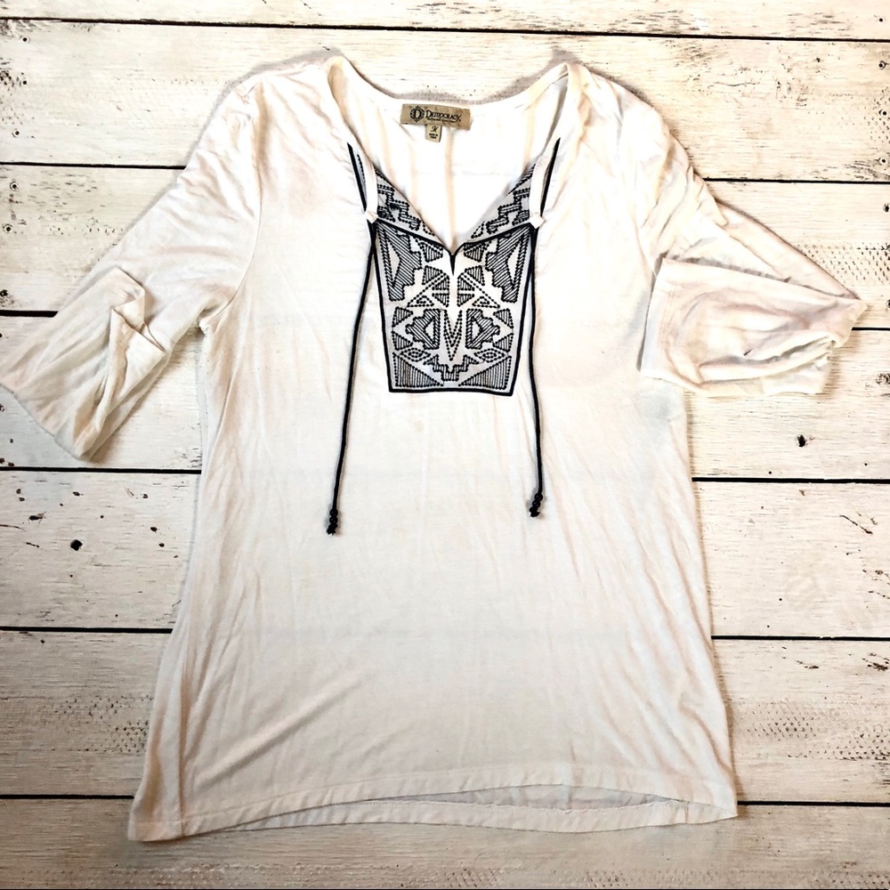Democracy Tribal Three-Quarter Sleeve Blouse